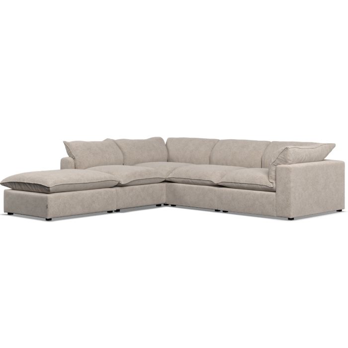 Corner Sofa - PUEBLA Fabric 4 Seater Right Hand Facing Fossil - Footstool End