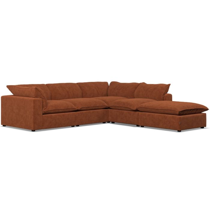 Corner Sofa - PUEBLA Fabric 4 Seater Left Hand Facing - Saffron
