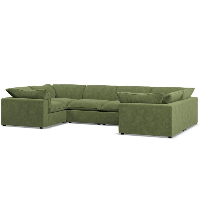 Corner Sofa - PUEBLA Fabric 6 Seater U Shaped - Verde