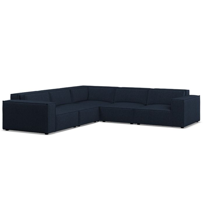 Corner Sofa - LUCCA Fabric 5 Seater Right Hand Facing Deep Blue