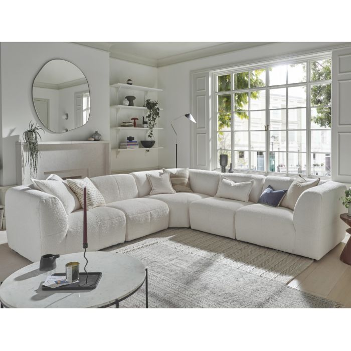 Corner Sofa - ESSAOUIRA Fabric 5 Seater Right Hand Facing - Coconut Milk