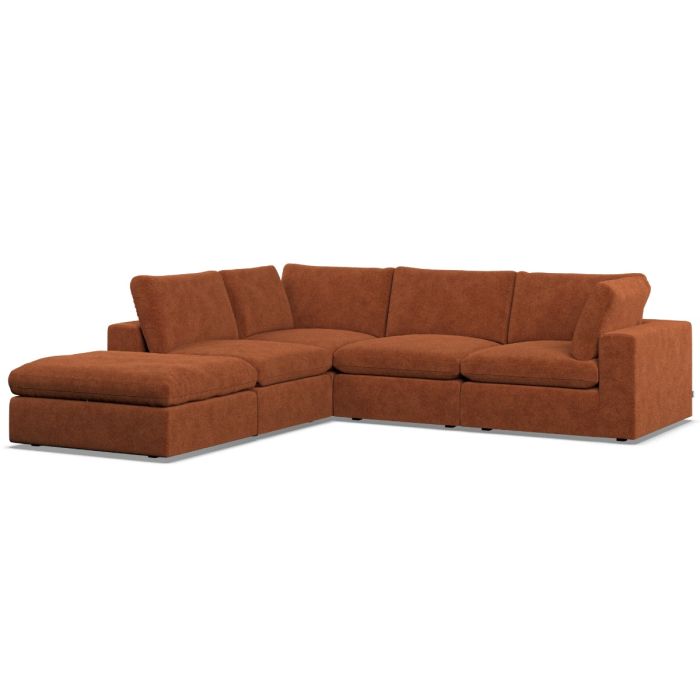 Corner Sofa - OBLAK Fabric 4 Seater Right Hand Facing Saffron - Footstool End