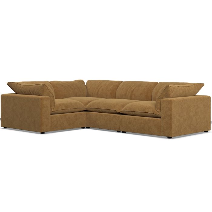 Corner Sofa - PUEBLA Fabric 3 Seater Right Hand Facing Amber