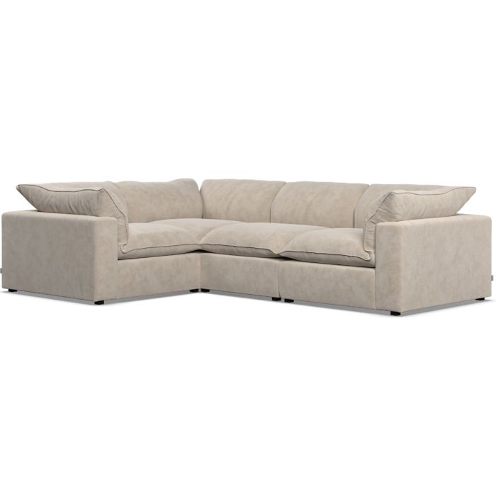 Corner Sofa - PUEBLA Fabric 3 Seater Right Hand Facing Eggshell