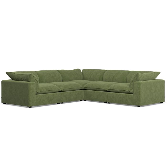Corner Sofa - PUEBLA Fabric 4 Seater Right Hand Facing Verde
