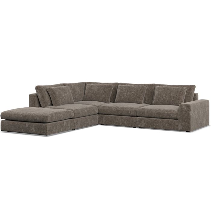 Corner Sofa - SOVA Fabric 4 Seater Right Hand Facing Mocca - Footstool End