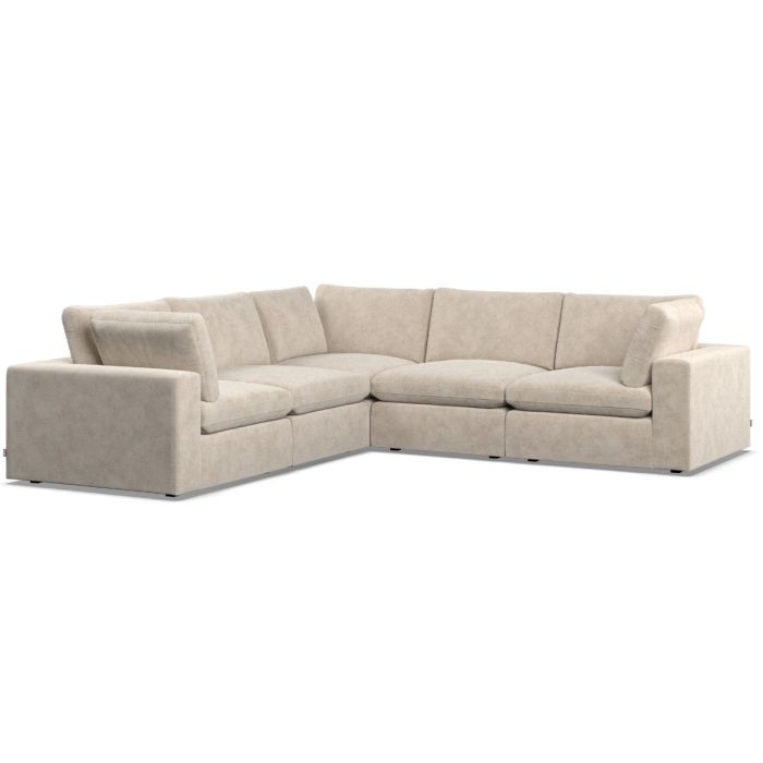 Corner Sofa - OBLAK Fabric 4 Seater Right Hand Facing Eggshell