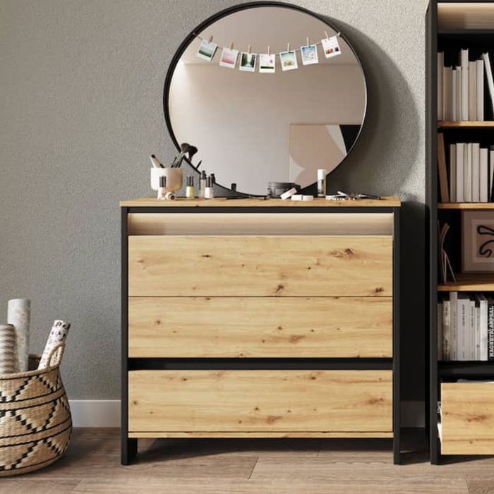 Oak Finish Chest of Drawers - SPRINGHILL Large Chest 3 Drawers