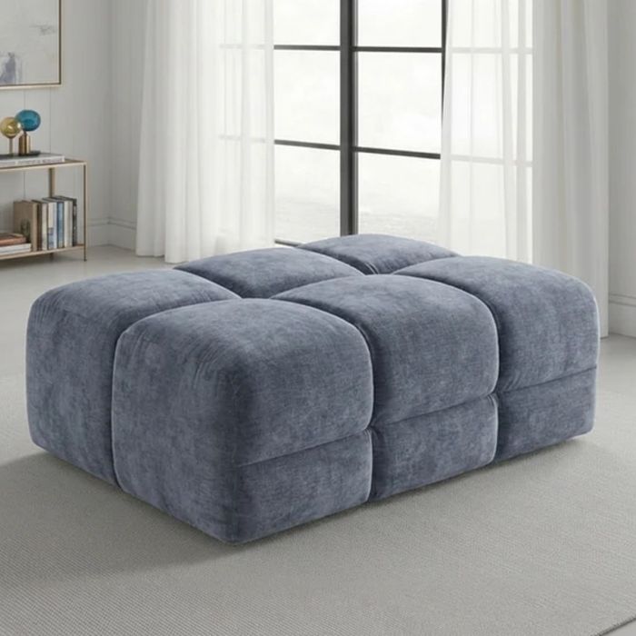 STACIE Fabric Footstool - Grey