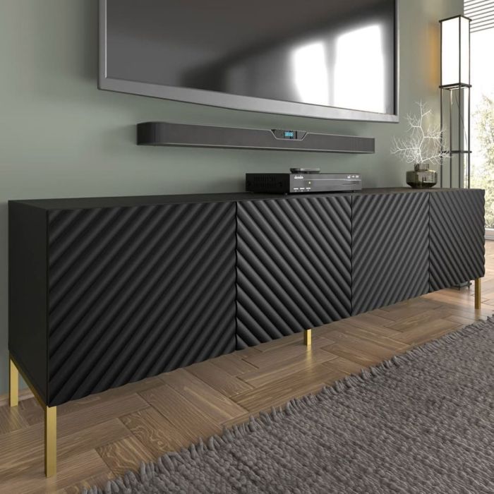 Puddle Dux 4 Door TV Cabinet - Black