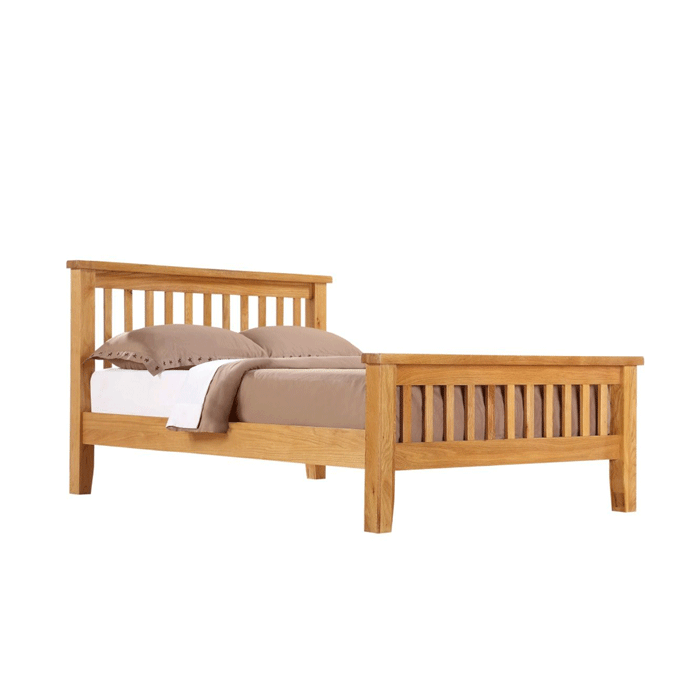Eden Solid Oak Wooden Bed with High Foot End - Kingsize