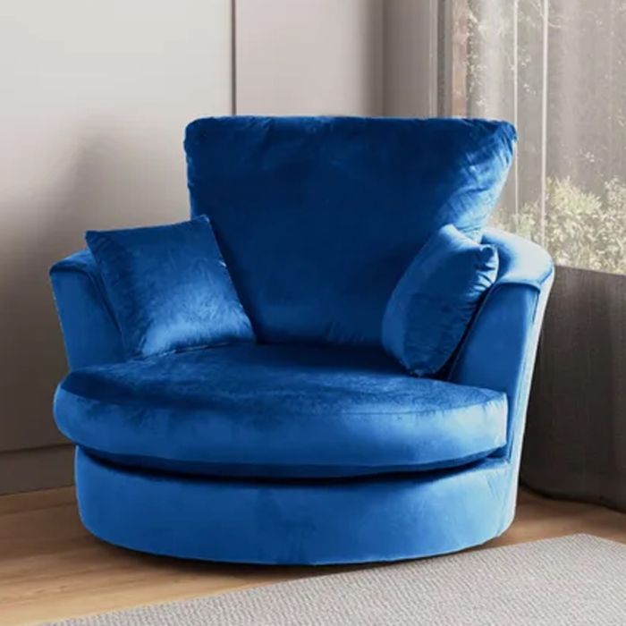BLAKE Plush Velvet Swivel Chair - Royal Blue