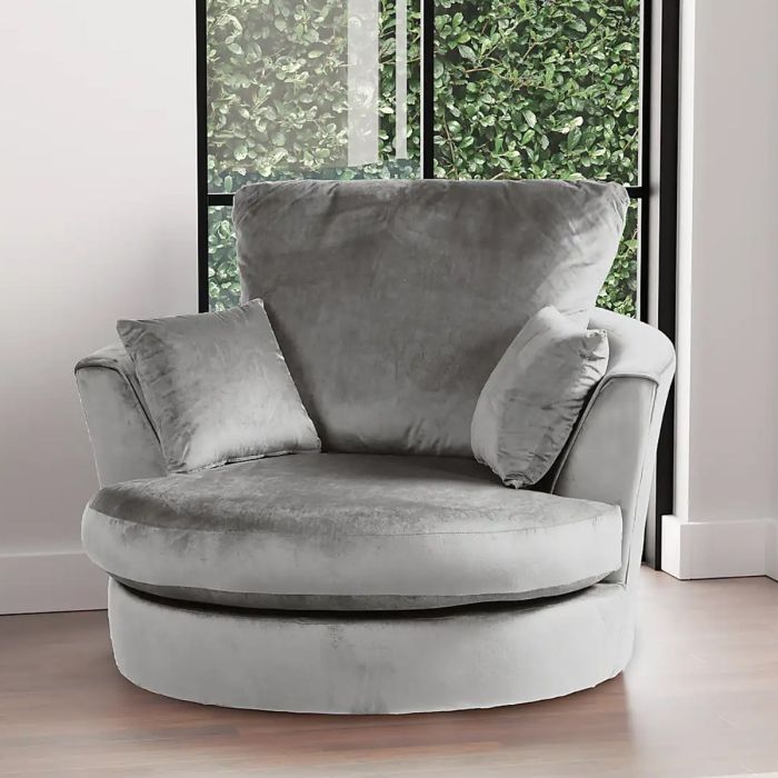 BLAKE Plush Velvet Swivel Chair - Grey