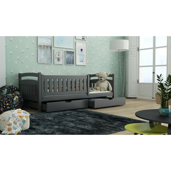 Terrance Wooden Bed with 2 Drawers Storage - Graphite