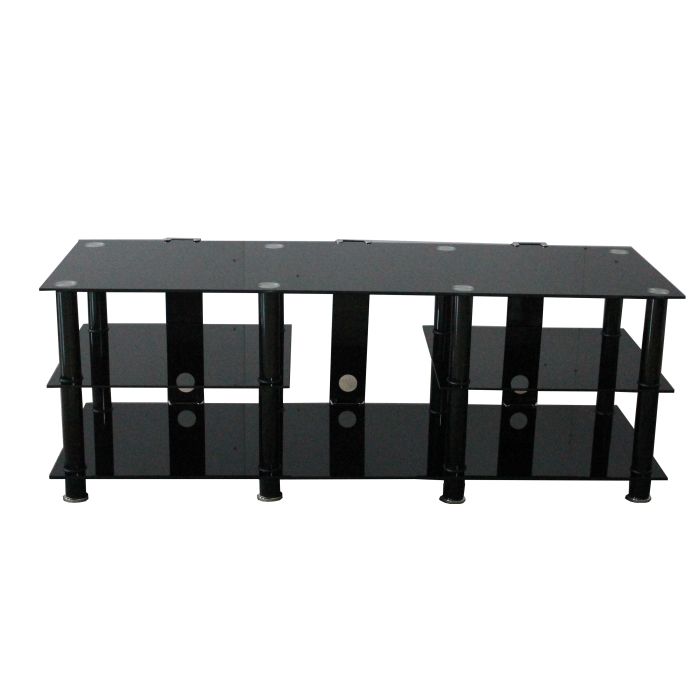 Oscar Large 3-Tier Black Glass TV Stand