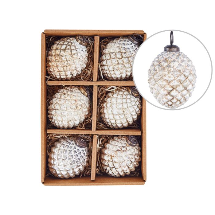 Laiton Christmas Baubles Set of 6 - Off-White