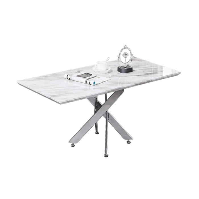 Vaxton Coffee Table with Silver Legs - Marble Effect