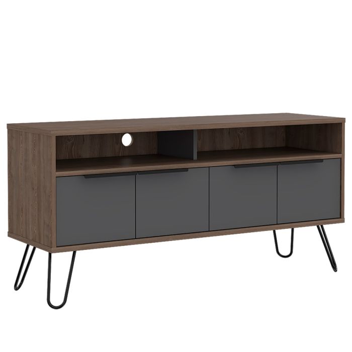 Vegas Wide Screen TV Rack with 4 Doors - Bleached Oak