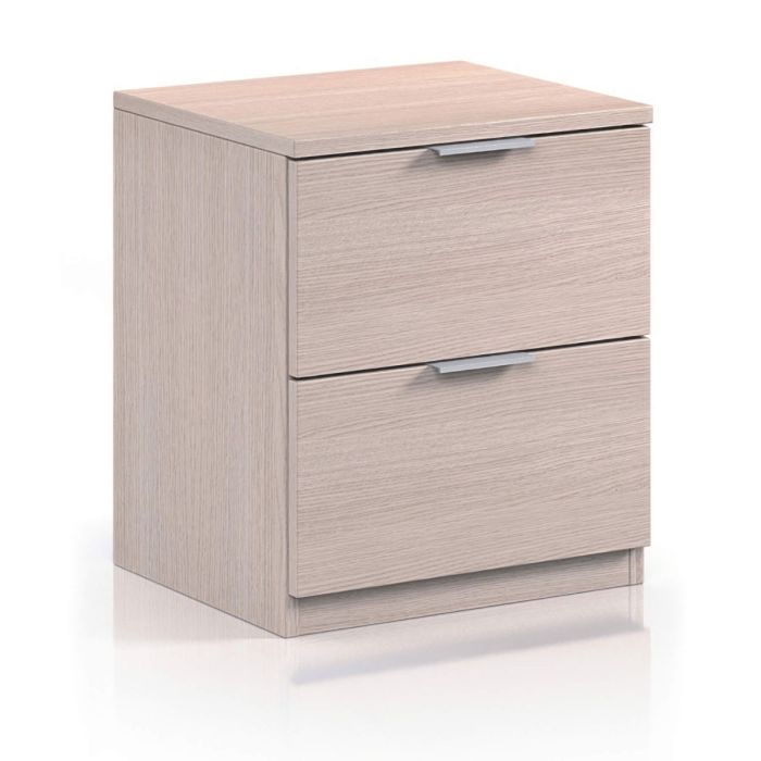 Bedside Table - XANDER 2 Drawer Nightstand Oak 38cm