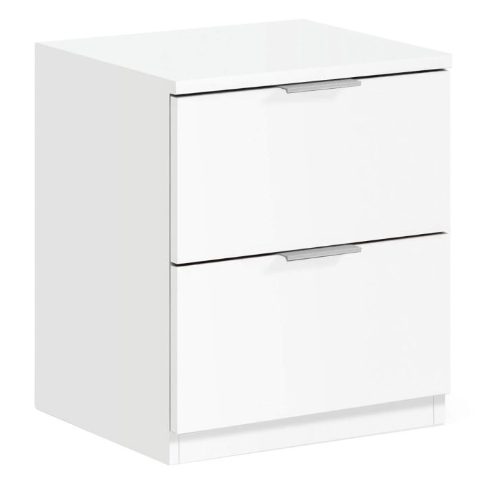 Bedside Table - XANDER 2 Drawer Nightstand White 38cm