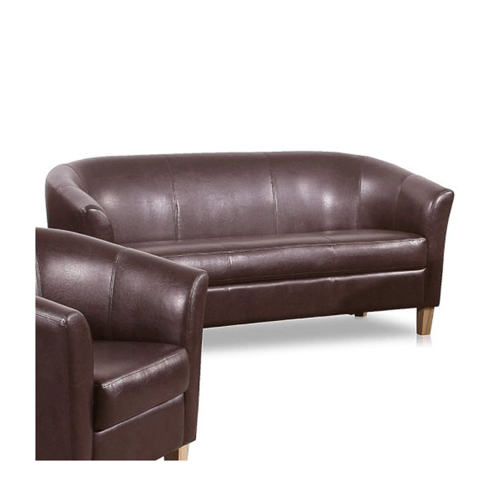 Bexhill 3 Seater Faux Leather Sofa - Brown