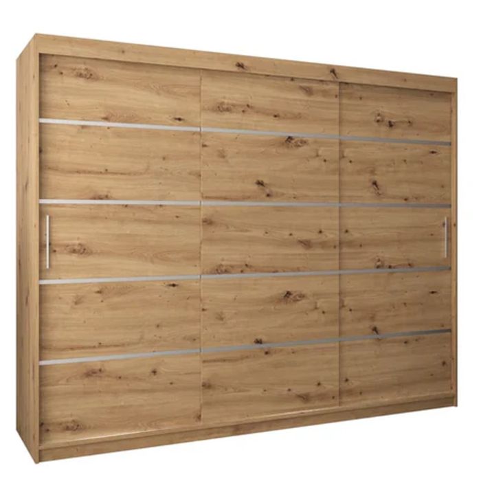 VICENZA 3 Door Sliding Wardrobe Medium Oak - 250cm