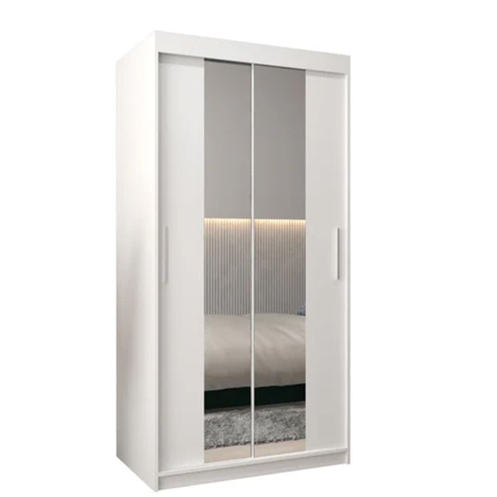 TIVERTON II 2 Door Mirrored Sliding Wardrobe White - 100cm