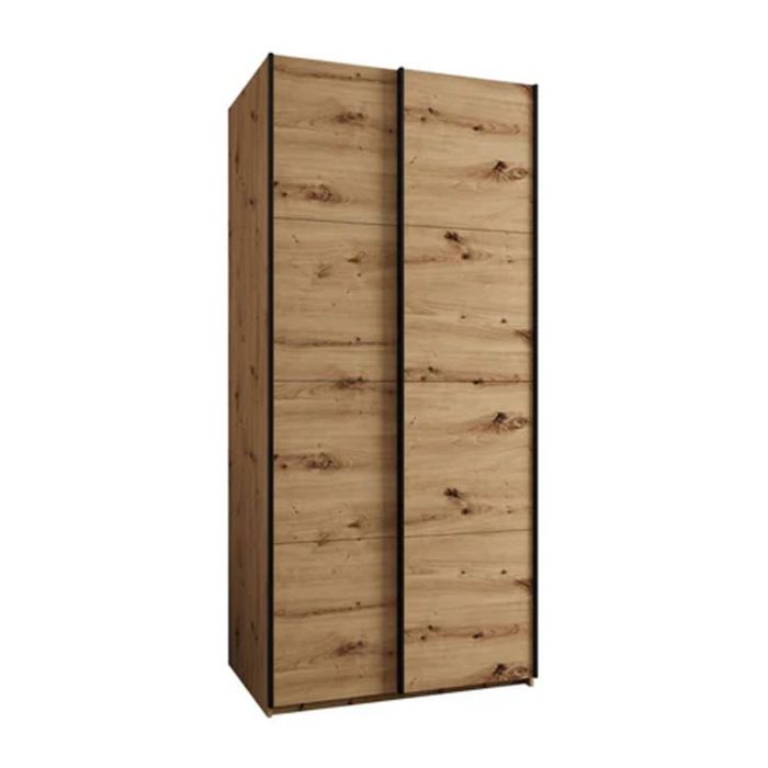 BRADLEY 2 Door Sliding Wardrobe Medium Oak - 100cm