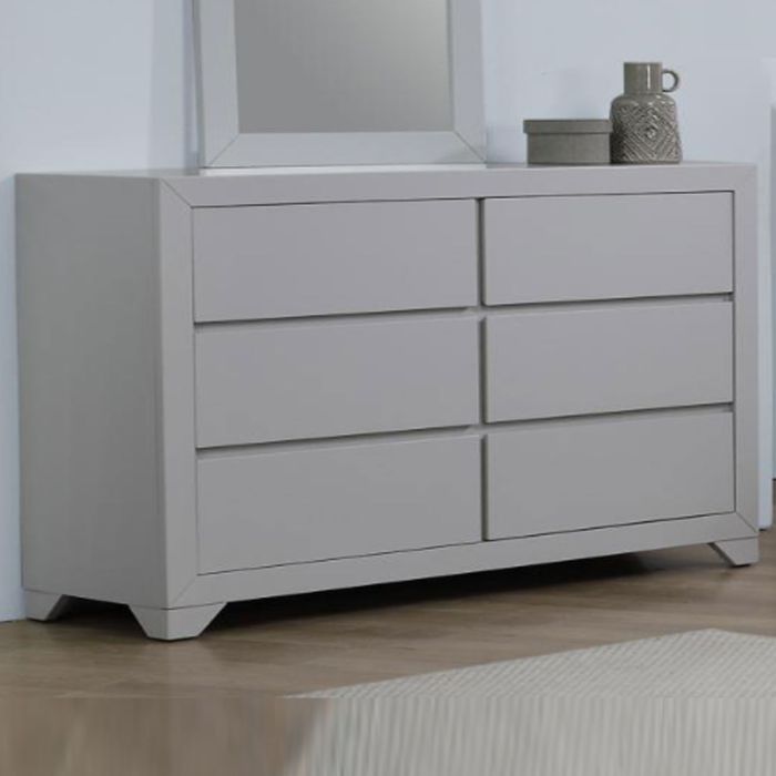 Dressing Table - SINESTRO 6 Drawer Dresser High Gloss White 120cm