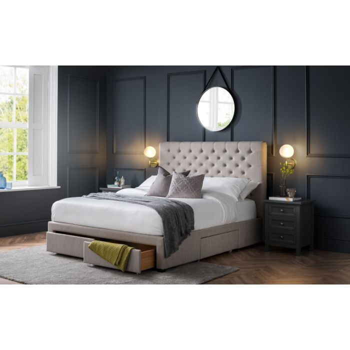 Wilton Deep Buttoned 4 Drawer Kingsize Bed - Grey
