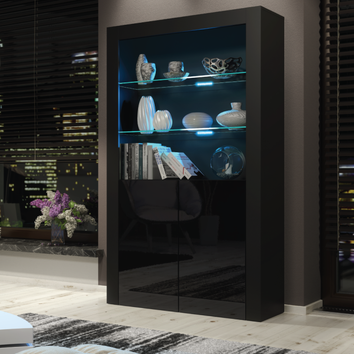 Modern Sideboard Cabinet with Storage and Free LED 170cm - Black