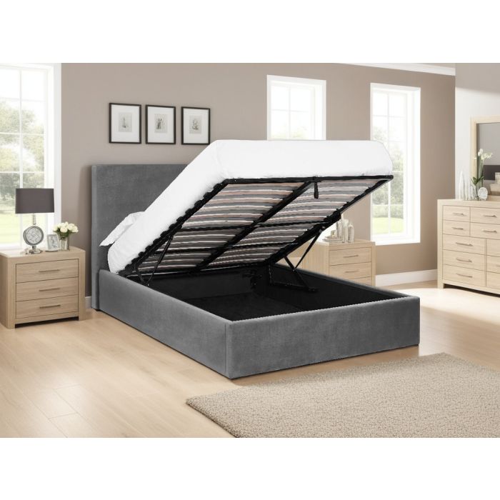 Kingsize Bed - BUNYAN Ottoman Bed Grey 5ft