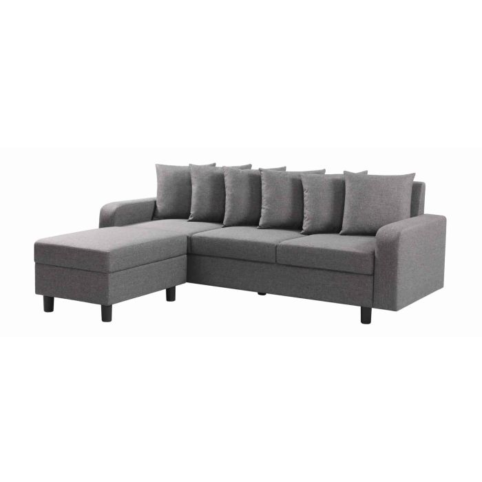 Corner Sofa - METRO Fabric 3 Seater L Shaped Sofa - Reversible - Grey