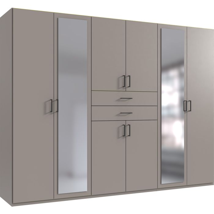 DOCKER 6 Door Mirrored Wardrobe Grey - 270cm