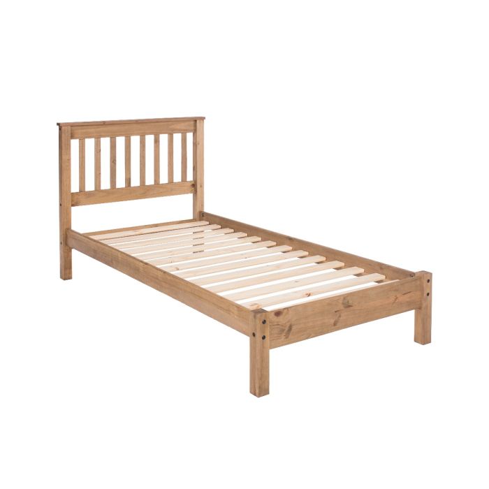 Corona Slatted Pine Low End Bed - 3ft-Pine