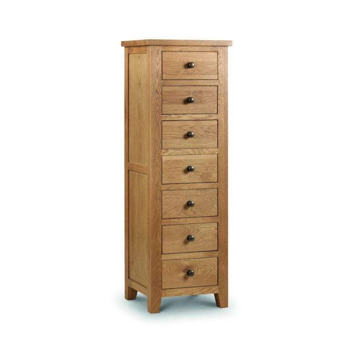 Oak Finish Chest of Drawers - MARCH Tallboy Medium Chest 7 Drawers