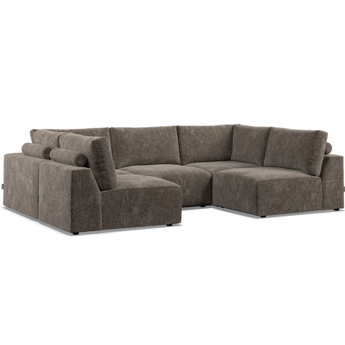 Corner Sofa - GRAZ Fabric 5 Seater U Shaped - Mocca