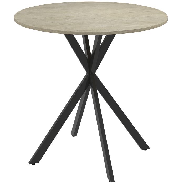 HERON 80cm Industrial Round Dining Table White Oak