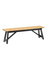 Hockley Black Painted Frame Dining Bench Black & Oak