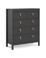 Black Chest of Drawers - BURNLEY Medium Chest  5 Drawers