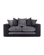 ARUBA Leather and Chenille Fabric 3 Seater Scatterback Sofa - Black and Grey