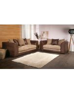 Benson 3 Seater and 2 Seater Sofa Set - Brown and Beige