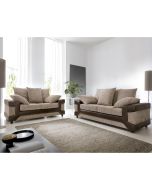 DINO Jumbo Cord 3 Seater and 2 Seater Scatterback Sofa Set - Brown and Beige
