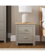 LANCASTER 2 Drawer Bedside Table - Grey