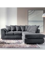 JASMINE Jumbo Cord 4 Seater L Shaped - Right Hand Facing Corner Sofa - Grey