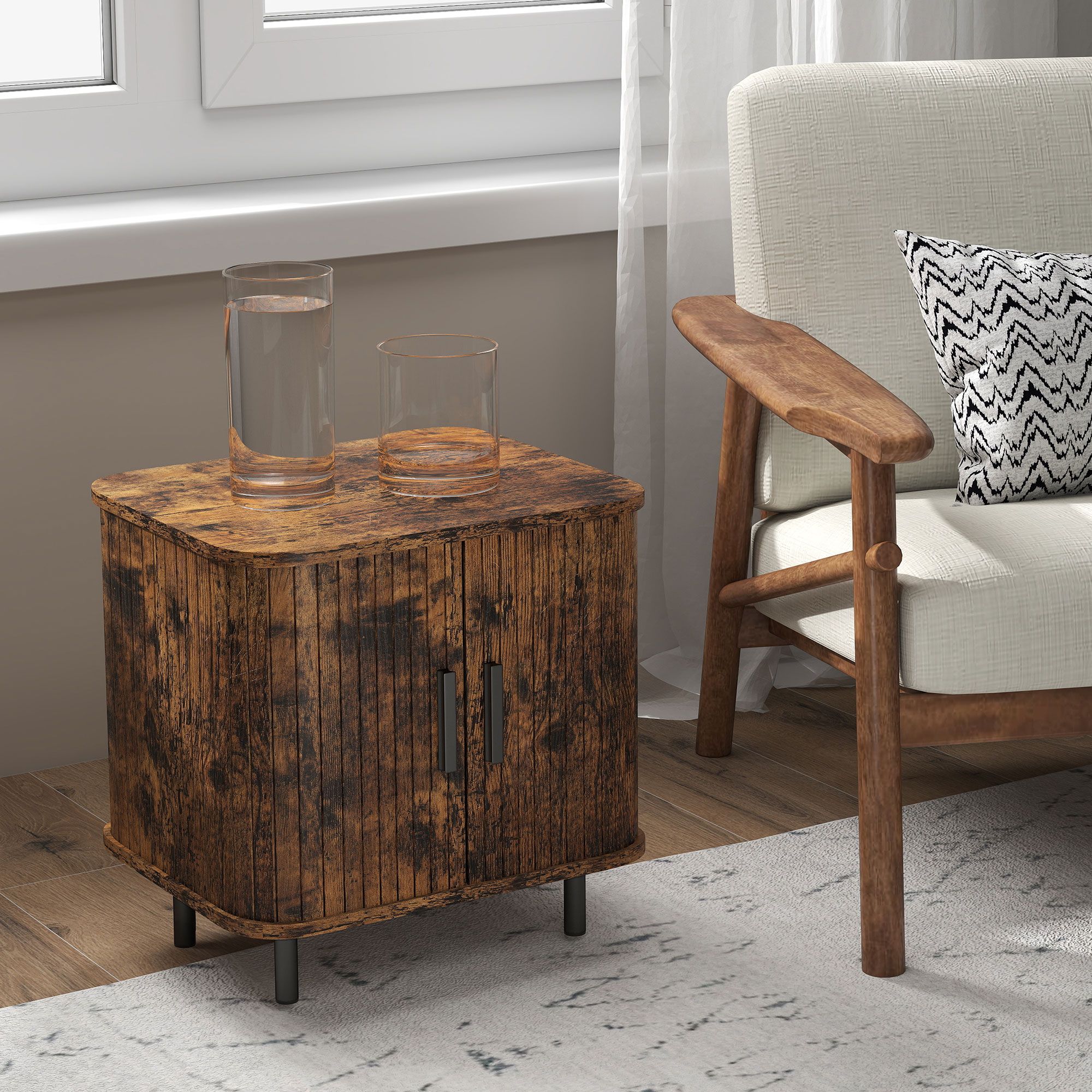 HERON Bedside Table Nordic Side Table Roller Shutter Sliding Doors ...