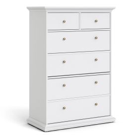 White Chest of Drawers - PORTHOPE III Large Chest 6 Drawers