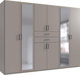 DOCKER 6 Door Mirrored Wardrobe Grey - 270cm