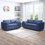 LORVANI Fabric 3 and 2 Seater Fullback Sofa Set - Midnight Blue