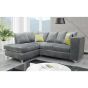 NEYMAR Plush Velvet 4 Seater L Shaped - Left Hand Facing Corner Sofa - Grey